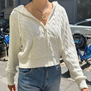 Ayla cable knit zip up hoodie from pacsun brandy melville collection